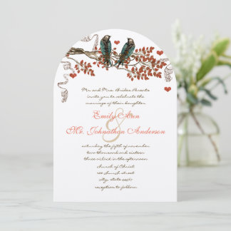 Invitación Amber Glow Fall Leaf Love Bird Boda