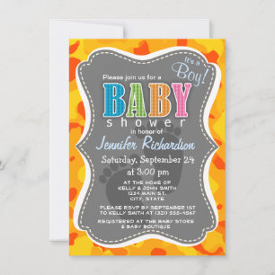 Invitación Amber Naranja Camo; Camouflage