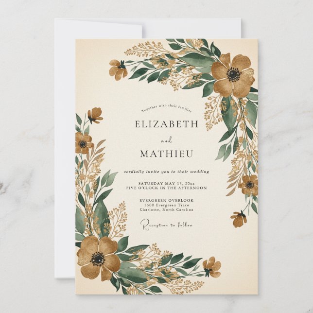 Invitación Amber Ornate Autumnal Wedding (Anverso)
