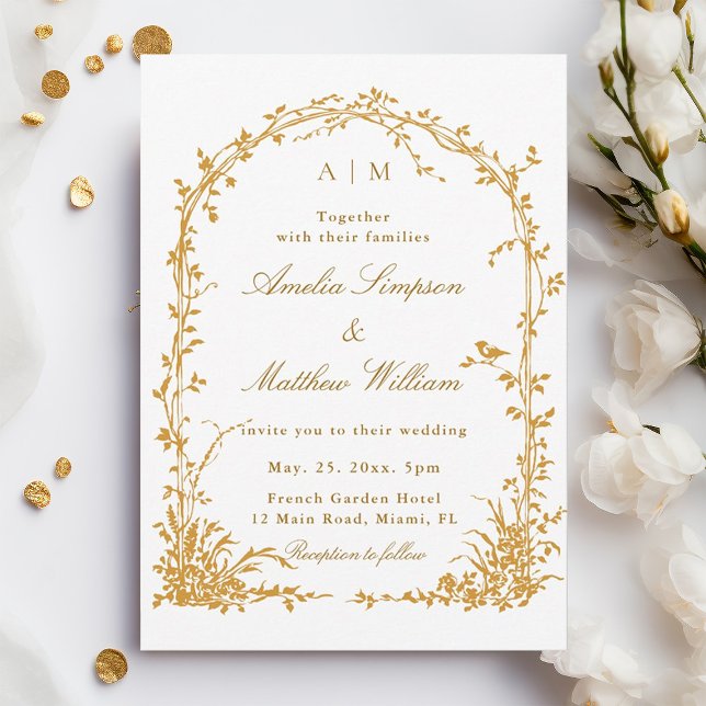 Invitación Amber Romantic Botanical Arch Garden Fall Wedding (Subido por el creador)