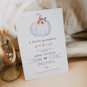 Invitación AMBER Rústica moderna Pequeña Calabaza Baby Shower