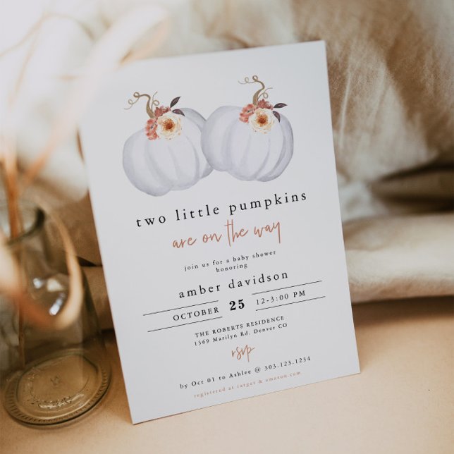 Invitación AMBER Rústico Dos pequeñas calabazas gemelas Baby  (Subido por el creador)