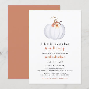 Invitación Amber - Un pequeño Baby Shower Rústico De Calabaza