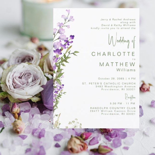 Invitación Ambos Padres 2 Boda de fotografía de lavanda de Ve (Subido por el creador)