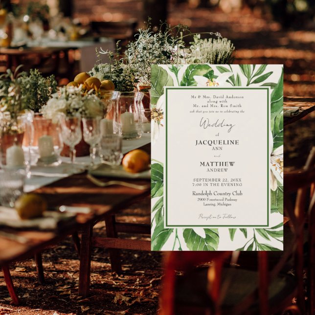 Invitación Ambos Padres Enumeraron Boda De Crema Foliage (Subido por el creador)