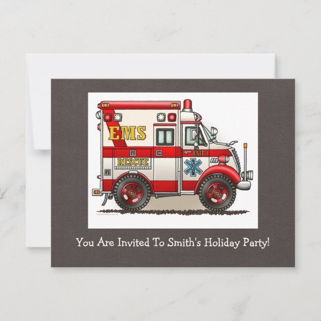 Invitación Ambulancia del camión de la caja (Anverso)