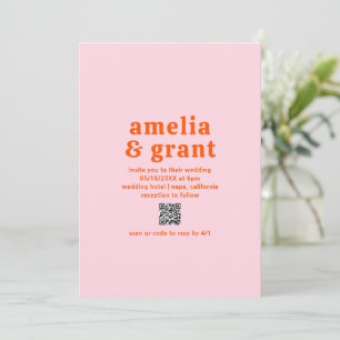 Invitación Amelia Naranja Boda rosa moderno