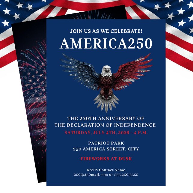 INVITACIÓN AMERICA250 PARTY JULY 4TH CELEBRATION (AMERICA250 PARTY JULY 4TH CELEBRATION INVITATION)