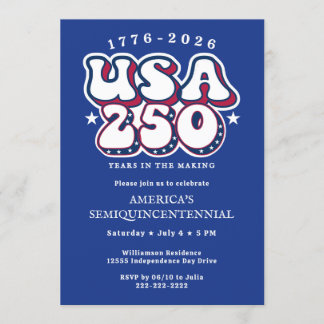 Invitación America 250 1776 US 250th Anniversary Groovy Blue