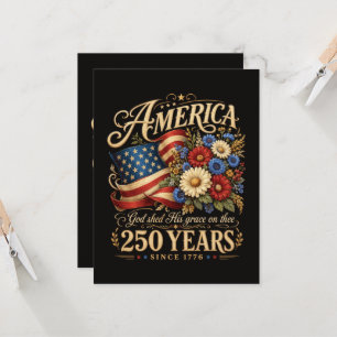 Invitación América 250 años desde 1776 Regalo floral patrióti