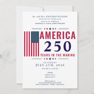 Invitación América 250 Bandera de EE. UU. Patriótica 4 de Jul
