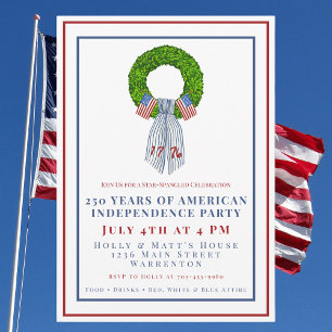 Invitación América 250 Corona Patriótica Grandmillennial 1776