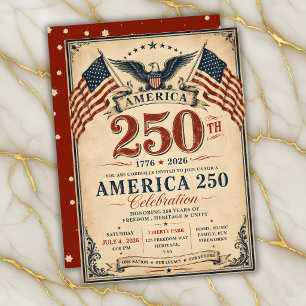 Invitación América 250 Patriótico Vintage