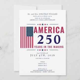 Invitación America 250 USA Flag Patriotic 4th of July Formal