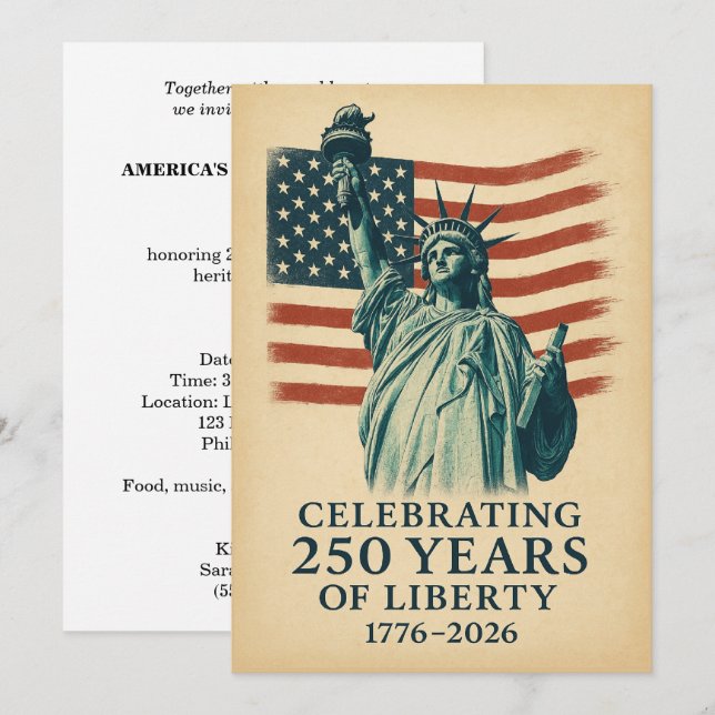 Invitación America 250 Years Liberty Patriotic Celebration (Anverso / Reverso)