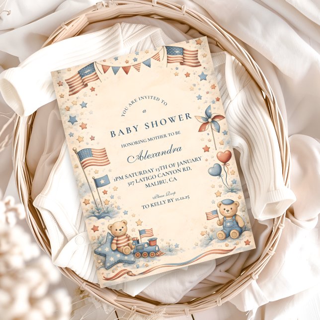 Invitación American Boy Stars and Stripes Baby Shower (Subido por el creador)