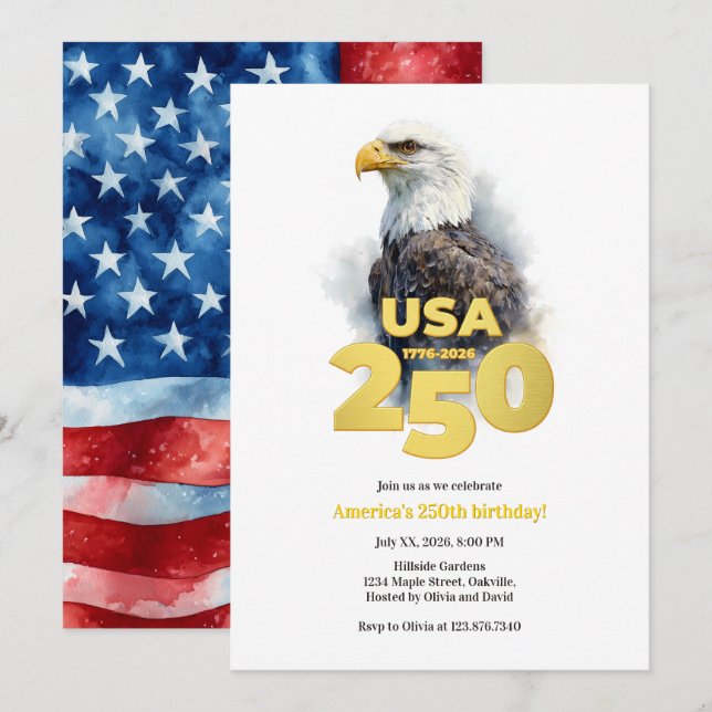 Invitación American Eagle America's 250th Anniversary (Anverso / Reverso)