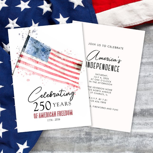 Invitación American Flag 250 Years Freedom 4th of July Party (Subido por el creador)