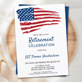 Invitación American Flag Patriotic Military Retirement Party