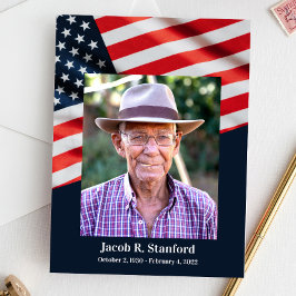 Invitación American Flag with Photo Celebration of Life