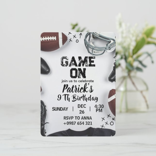 Invitación American football birthday invitation (Anverso de pie)