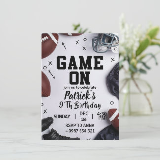 Invitación American football–themed birthday invitation