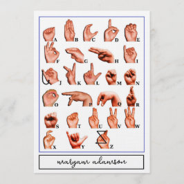 Invitación American Sign Language Alphabet Board, ASL Card