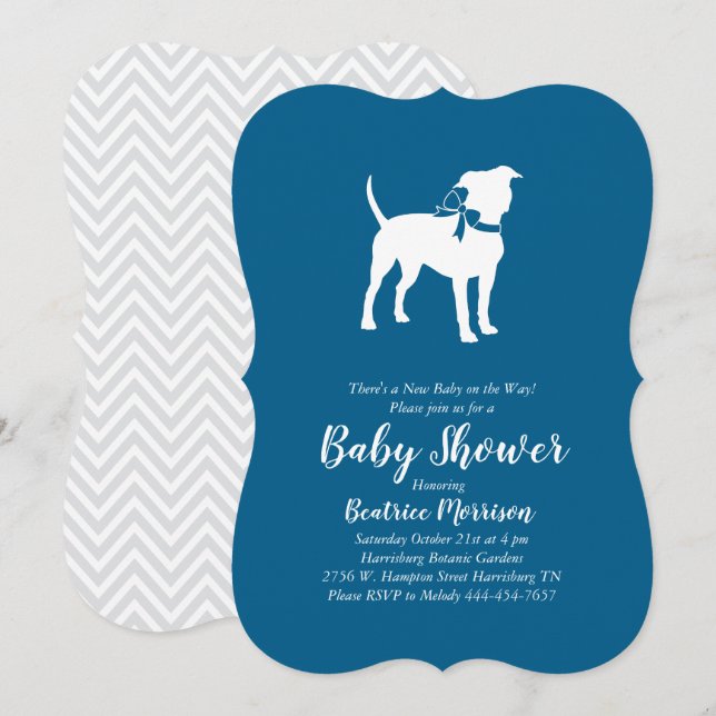 Invitación American Staffordshire Terrier Dog Baby Shower (Anverso / Reverso)