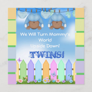 INVITACIÓN AMERICANOS DE BABY SHOWER AMERICANOS TWIN CHICOS