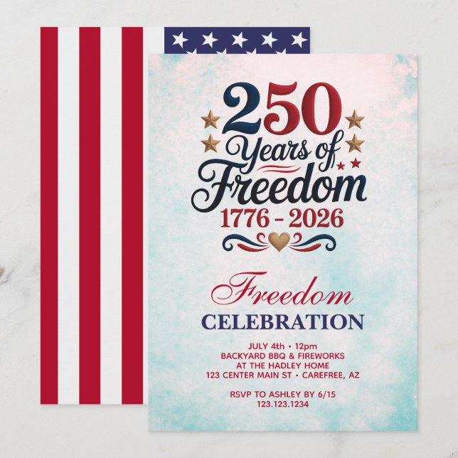 Invitación America's 250th Anniversary Party (Anverso / Reverso)