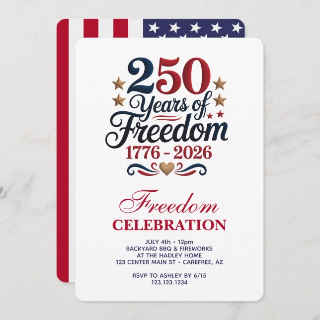 Invitación America's 250th Anniversary Party (Anverso / Reverso)