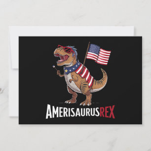 Invitación Amerisaurus Rex Dinosaurio Patriótico 4 de julio