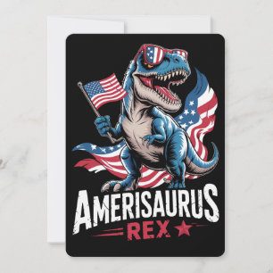 Invitación Amerisaurus T Rex Dinosaurio 4 De Julio Estadounid