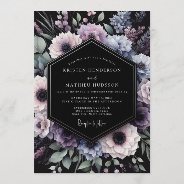 Invitación Amethyst Duskbloom Wedding (Anverso)