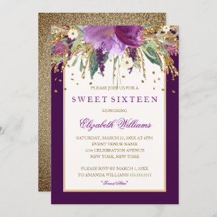 Invitación Amethyst floral púrpura del dulce