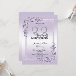 Invitación Amethyst Gem & Glitter 33º Aniversario de Bodas En