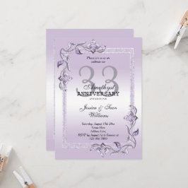 Invitación Amethyst Gem & Purpurina 33° Aniversario Boda En
