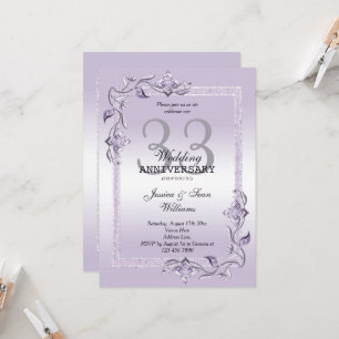 Invitación Amethyst Gem y Purpurina 33° Aniversario Boda