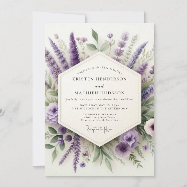 Invitación Amethyst Meadowland Wedding (Anverso)