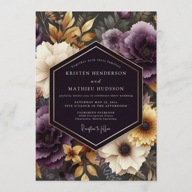 Invitación Amethyst Ochre Baroque Wedding (Anverso)