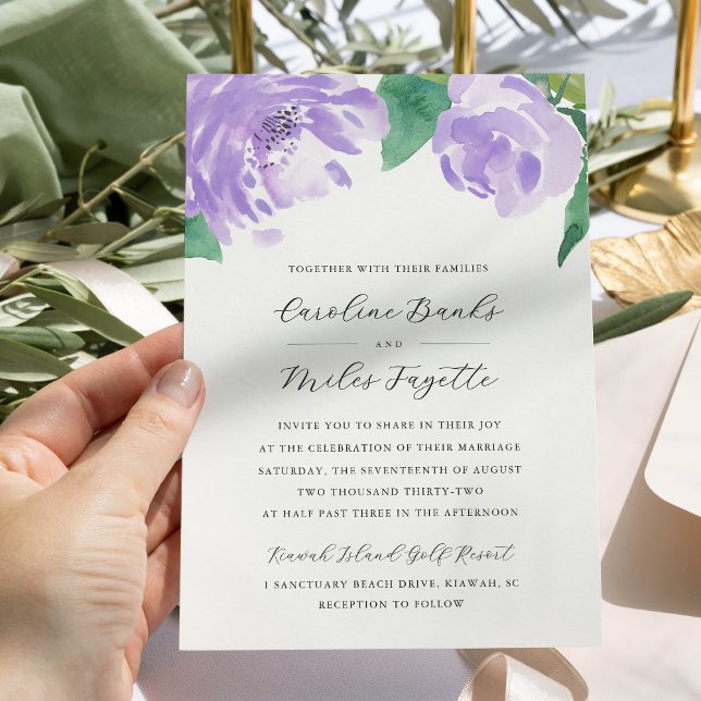 Invitación Amethyst Peony | Boda Floral de Lavender (Subido por el creador)