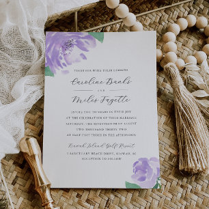 Invitación Amethyst Peony   Boda Floral de Lavender