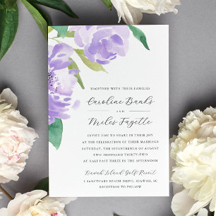 Invitación Amethyst Peony   Boda Floral de Lavender