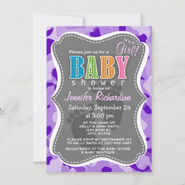 Invitación Amethyst Purple Camo; Camouflage (Anverso)