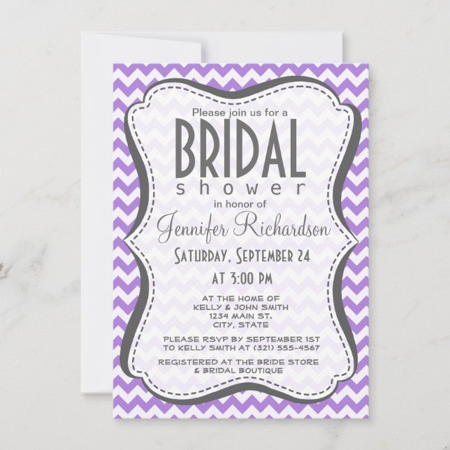 Invitación Amethyst Purple Chevron (Anverso)