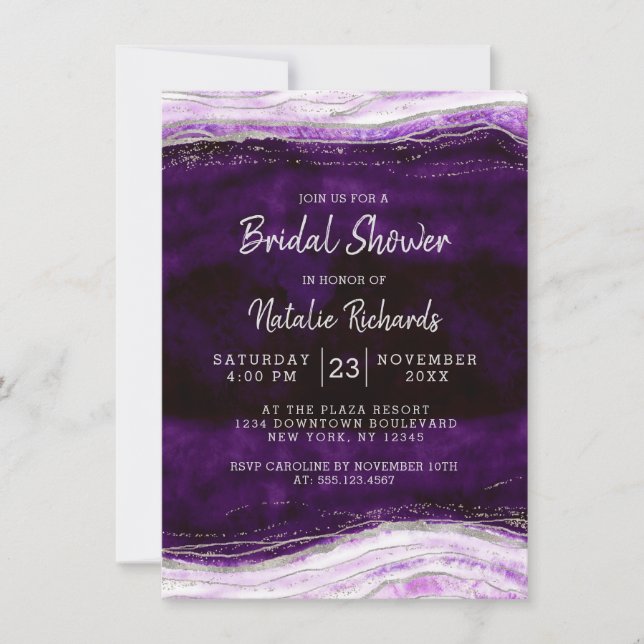 Invitación Amethyst Purple Geode Slice Boda Bridal Shower (Anverso)