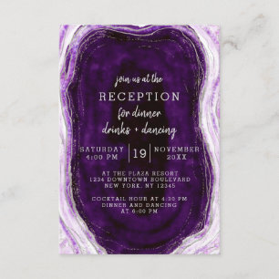 Invitación Amethyst Purple & Silver Geode Wedding Recepcion