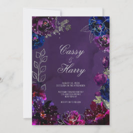 Invitación Amethyst Sapphire Jewel Tones Surname Boda