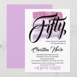 Invitación Ametismo estético Purpurina púrpura moderno cumple