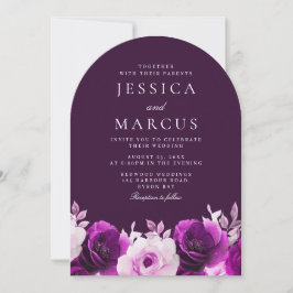 Invitación Ametista e índigo morado, Boda de arco de Lilac